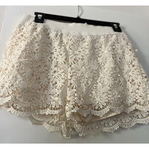 Women's Floral Crochet Shorts - Alt. B‎ Ivory Layered Shorts